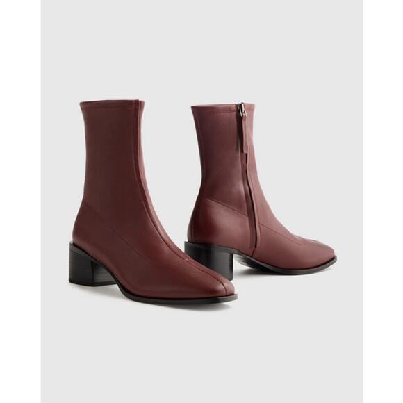 Italian Leather Stretch Sock Bootie Merlot Size 8 NWT - Picture 3 of 6